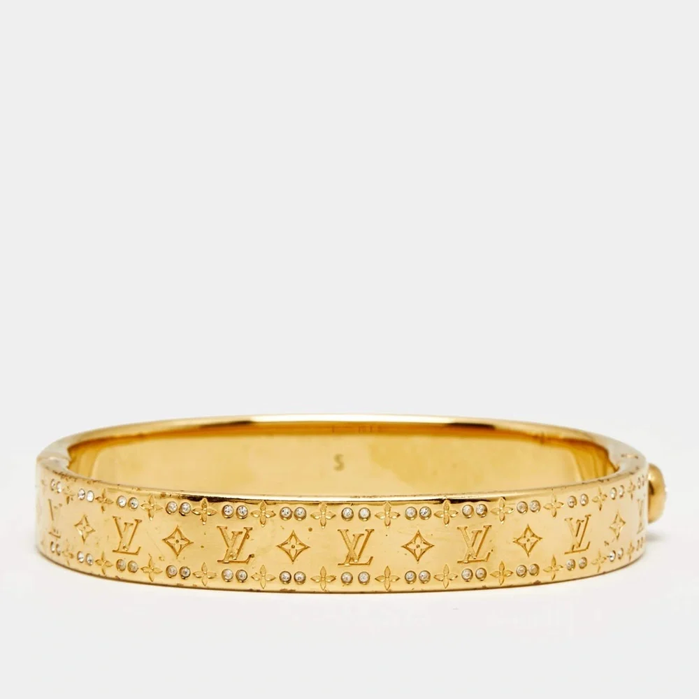 Louis Vuitton Nanogram Strass Bracelet Gold Crystal Bangle Certified Authentic 💎 - Picture 10 of 11